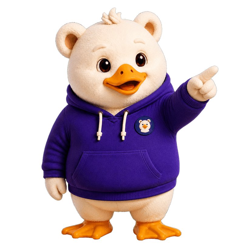 Goosy Bear pointing toward the content tools